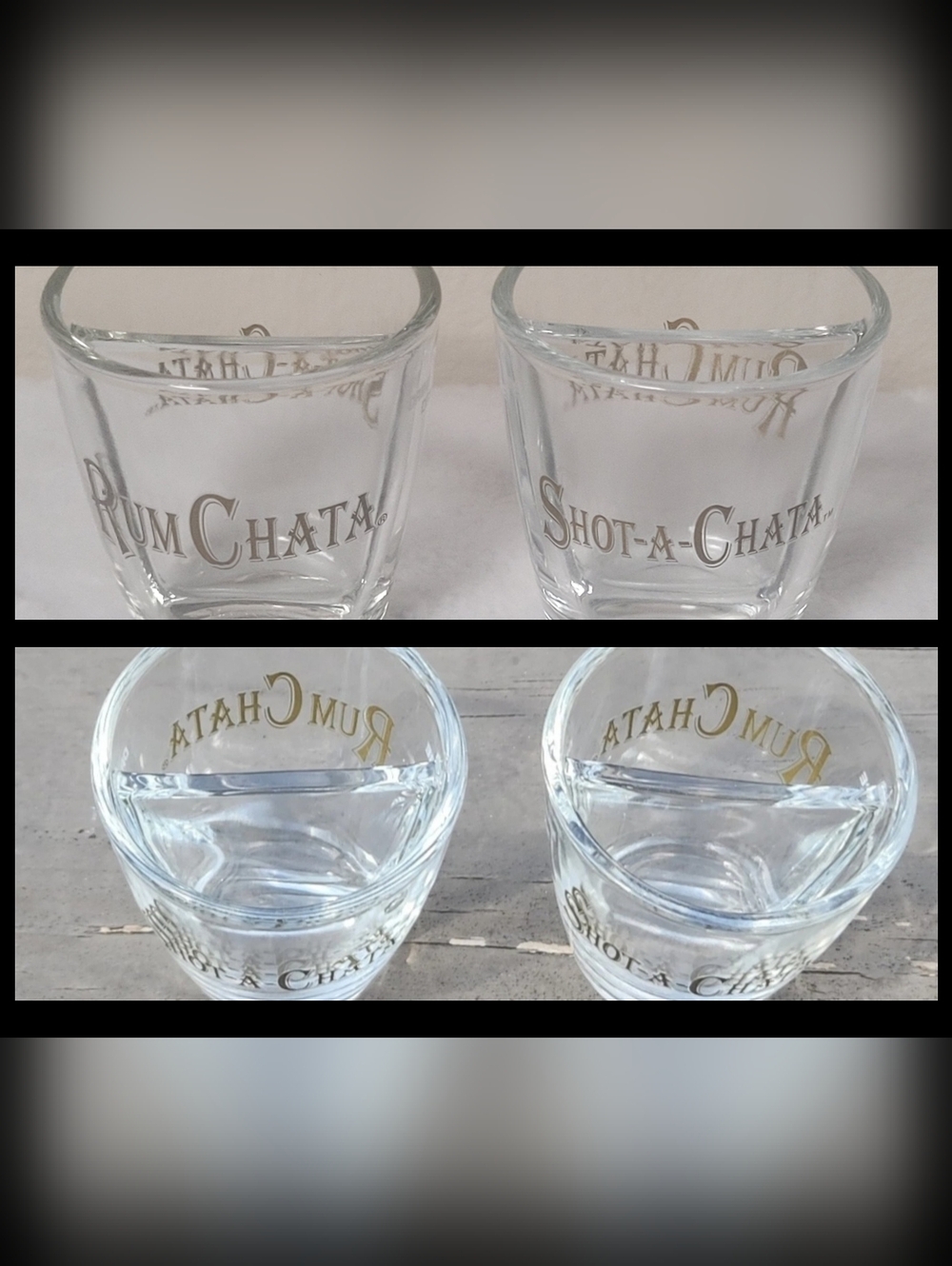 Rum Chata Split Shot Glasses. Shot-A-Chata 2 oz Glass Barware Set Of 2